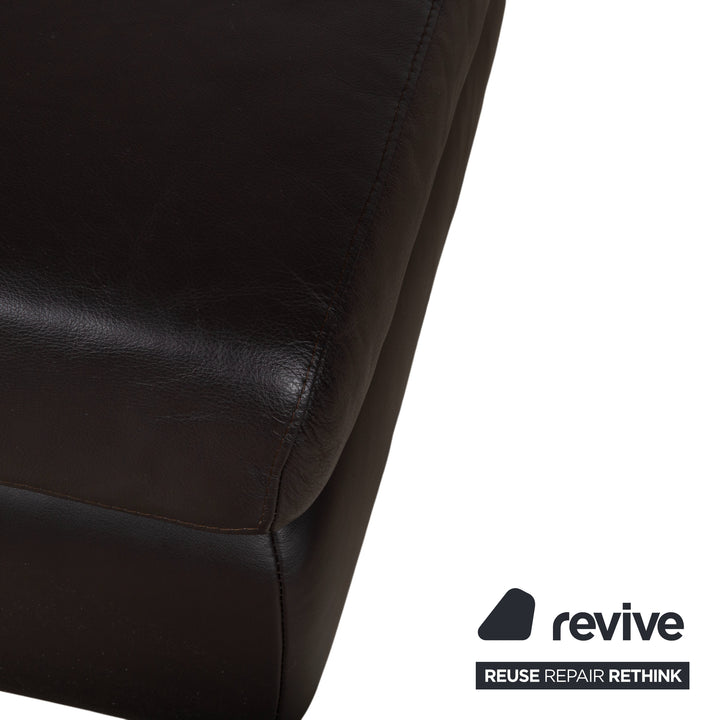Ewald Schillig Courage Garnitur Leder Ecksofa Hocker Braun manuelle Funktion Sofa Couch