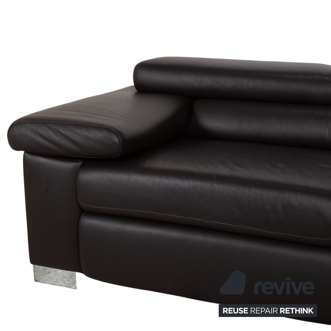 Ewald Schillig Courage Garnitur Leder Ecksofa Hocker Braun manuelle Funktion Sofa Couch