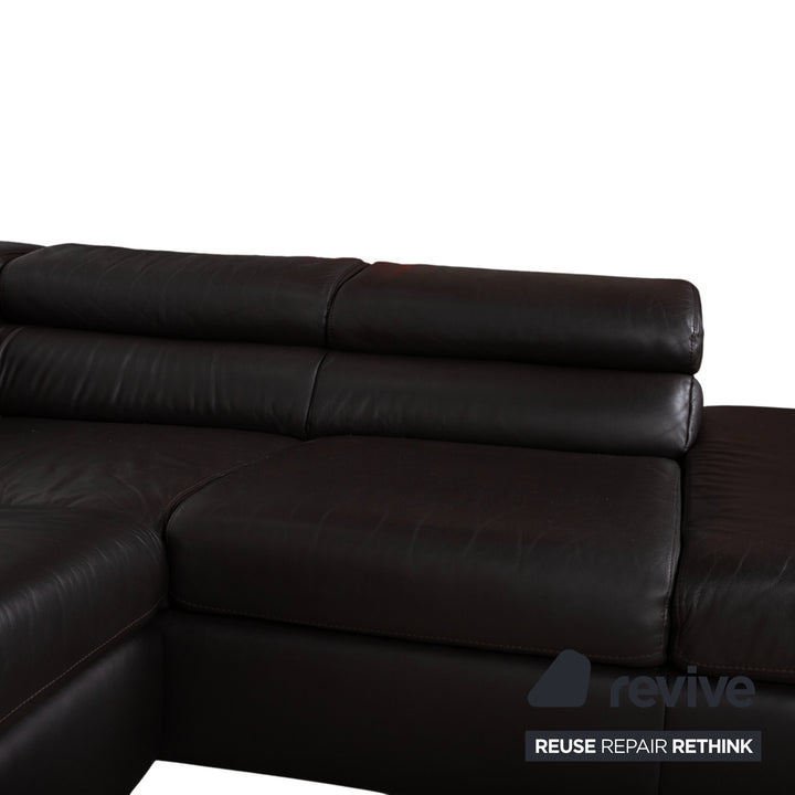 Ewald Schillig Courage Garnitur Leder Ecksofa Hocker Braun manuelle Funktion Sofa Couch