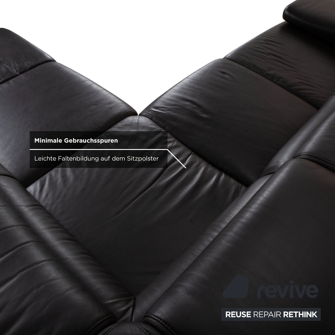 Ewald Schillig Courage Garnitur Leder Ecksofa Hocker Braun manuelle Funktion Sofa Couch