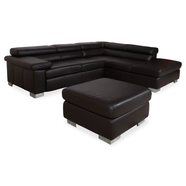 Ewald Schillig Courage Garnitur Leder Ecksofa Hocker Braun manuelle Funktion Sofa Couch