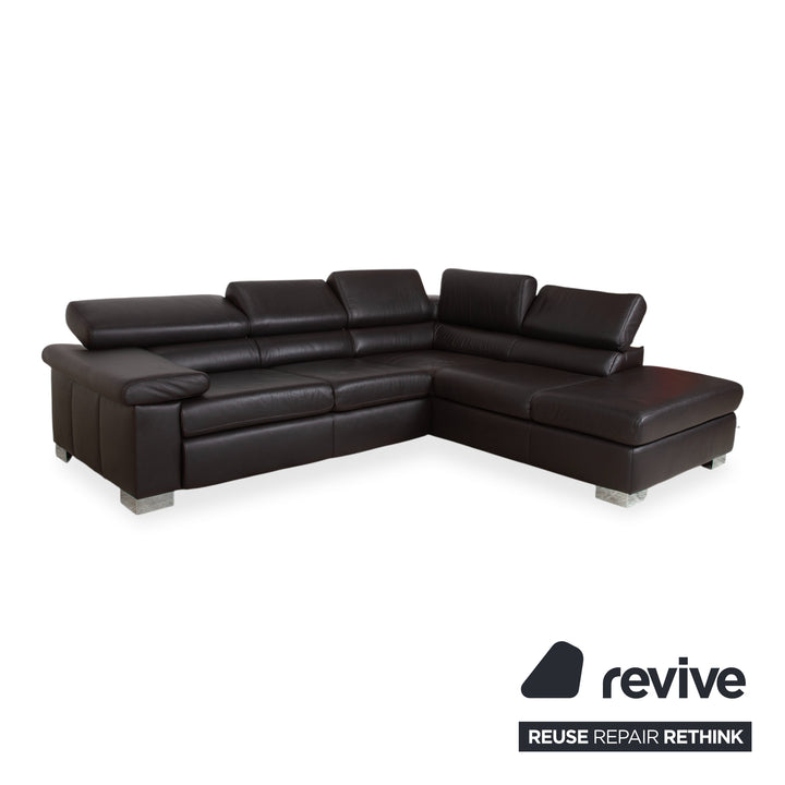 Ewald Schillig Courage Garnitur Leder Ecksofa Hocker Braun manuelle Funktion Sofa Couch