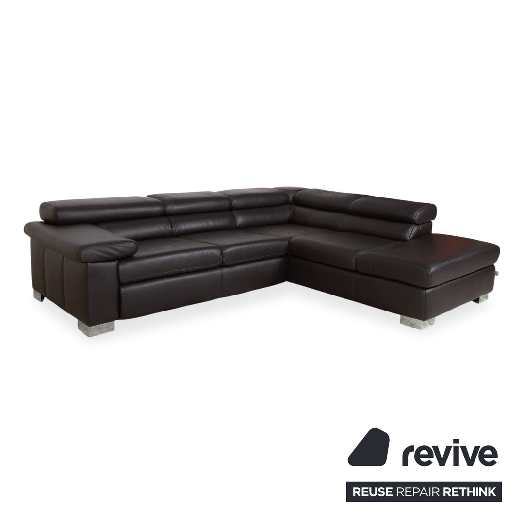 Ewald Schillig Courage Garnitur Leder Ecksofa Hocker Braun manuelle Funktion Sofa Couch
