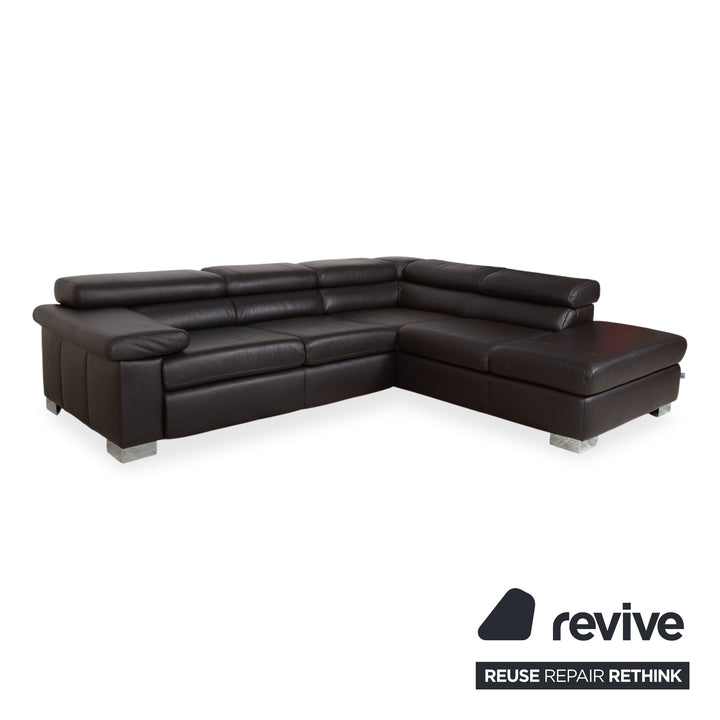 Ewald Schillig Courage Garnitur Leder Ecksofa Hocker Braun manuelle Funktion Sofa Couch