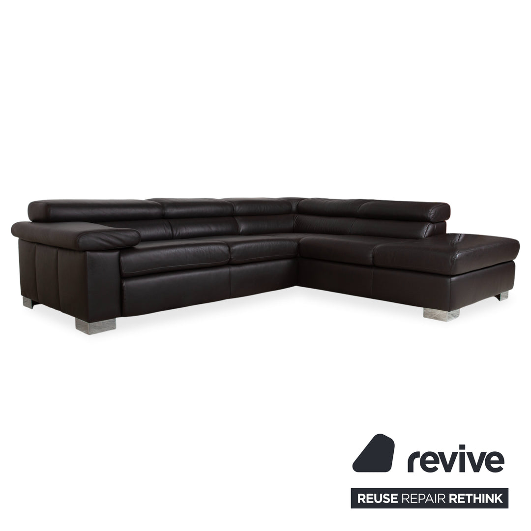 Ewald Schillig Courage Garnitur Leder Ecksofa Hocker Braun manuelle Funktion Sofa Couch