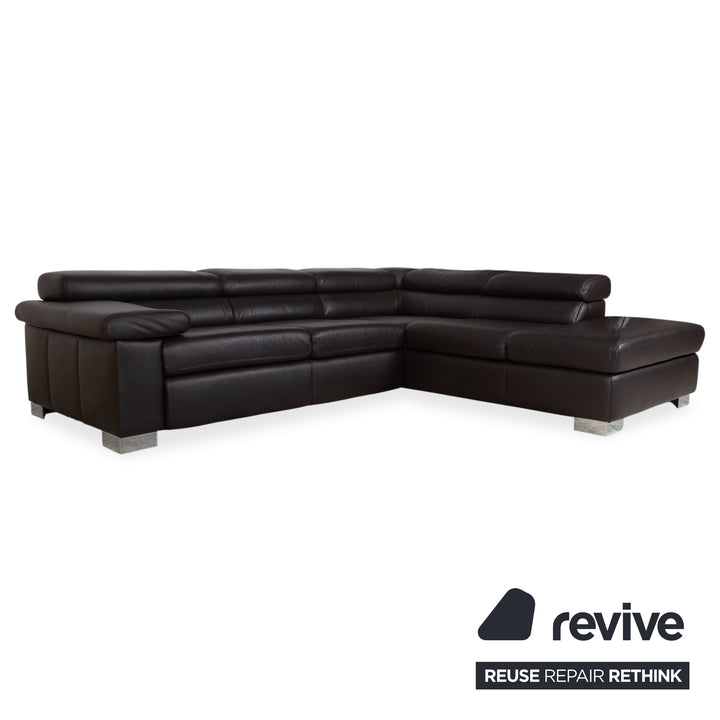 Ewald Schillig Courage Garnitur Leder Ecksofa Hocker Braun manuelle Funktion Sofa Couch