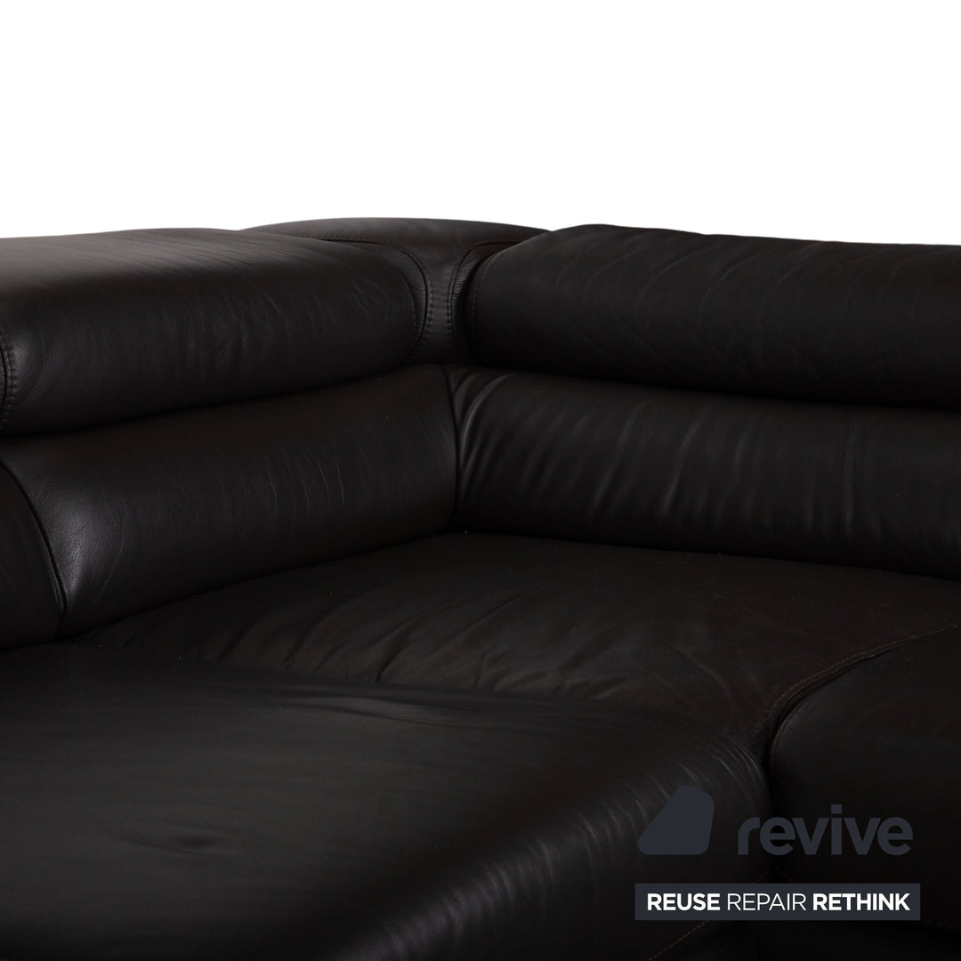 Ewald Schillig Courage Garnitur Leder Ecksofa Hocker Braun manuelle Funktion Sofa Couch