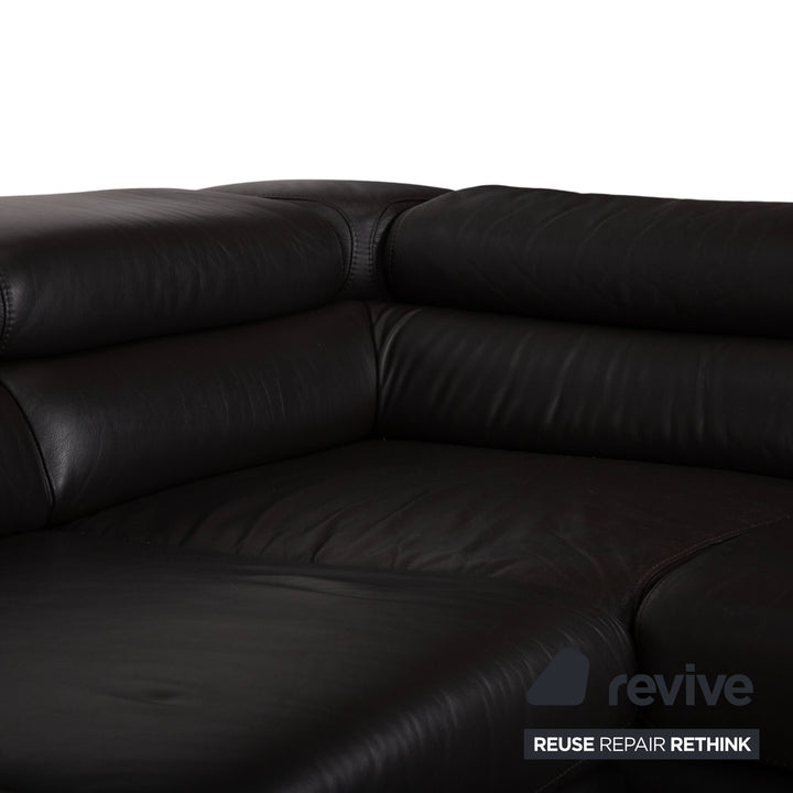Ewald Schillig Courage Garnitur Leder Ecksofa Hocker Braun manuelle Funktion Sofa Couch