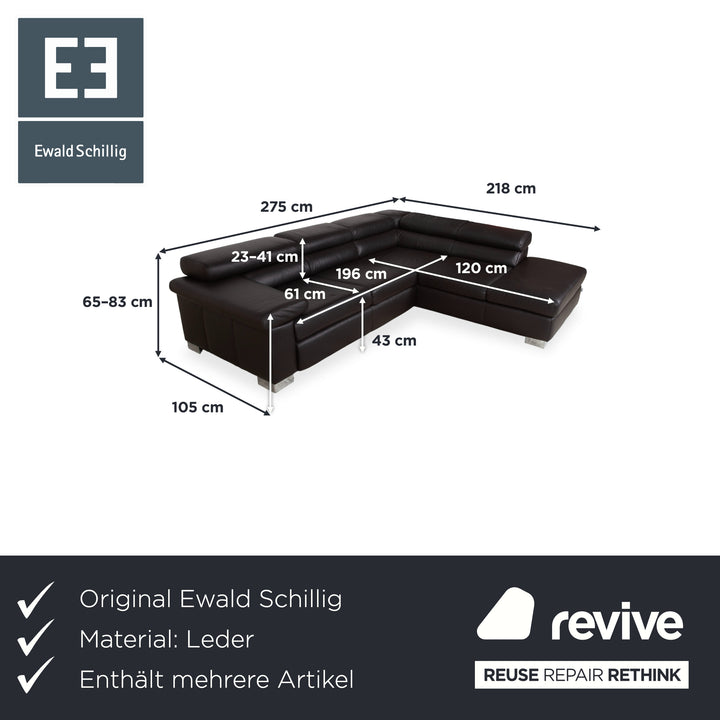 Ewald Schillig Courage Garnitur Leder Ecksofa Hocker Braun manuelle Funktion Sofa Couch