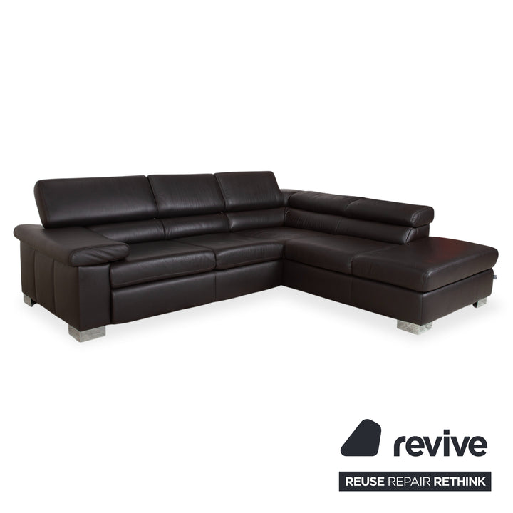 Ewald Schillig Courage Garnitur Leder Ecksofa Hocker Braun manuelle Funktion Sofa Couch