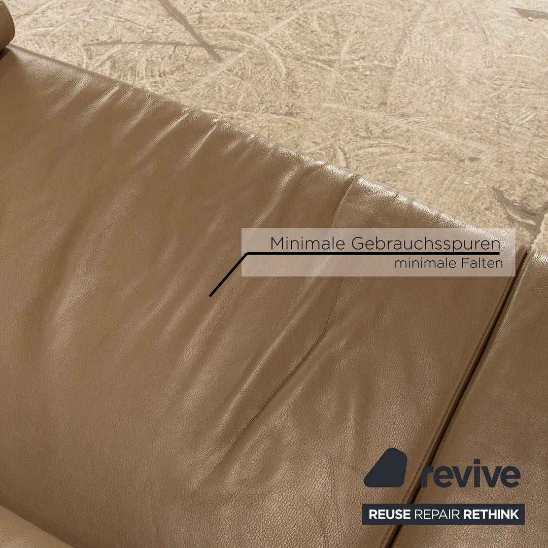 Ewald Schillig Courage Leder Ecksofa Beige Taupe Sofa Couch manuelle Funktion