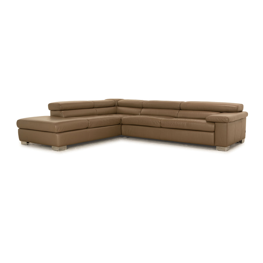 Ewald Schillig Courage Leder Ecksofa Beige Taupe Sofa Couch manuelle Funktion