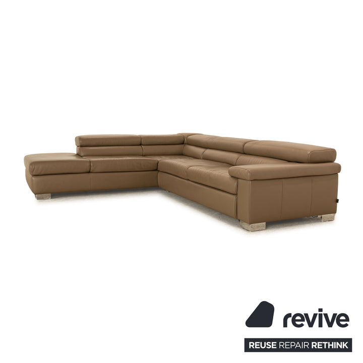 Ewald Schillig Courage Leder Ecksofa Beige Taupe Sofa Couch manuelle Funktion