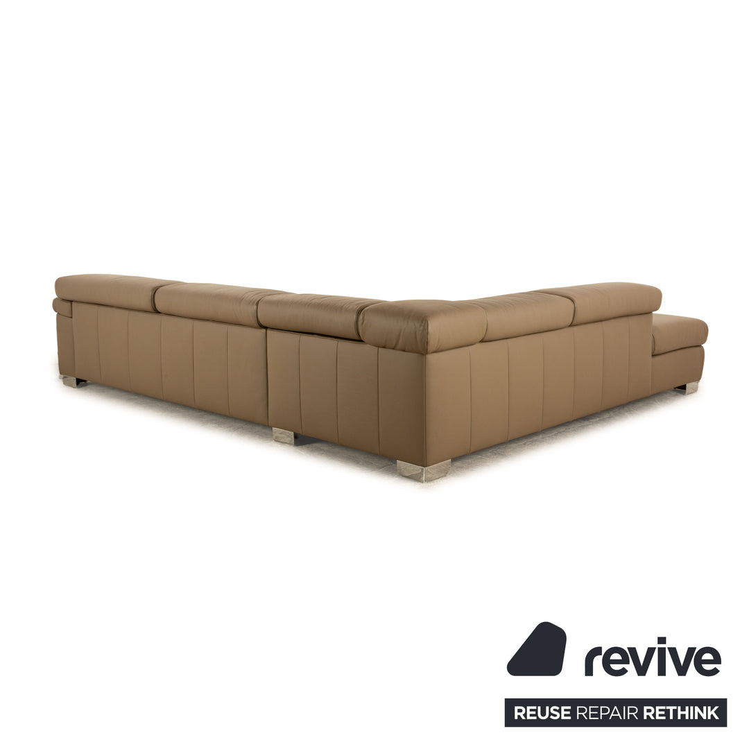 Ewald Schillig Courage Leder Ecksofa Beige Taupe Sofa Couch manuelle Funktion