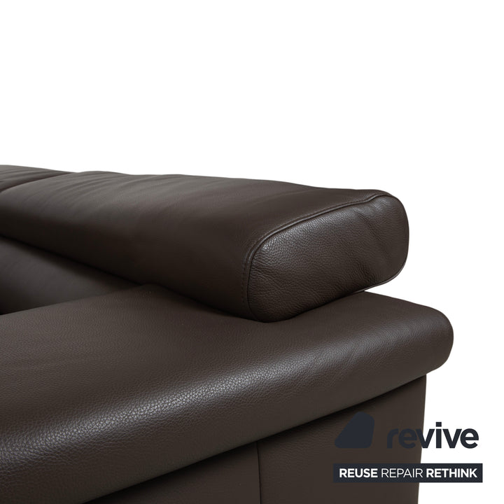 Ewald Schillig Courage Leder Ecksofa Braun manuelle Funktion Recamiere links