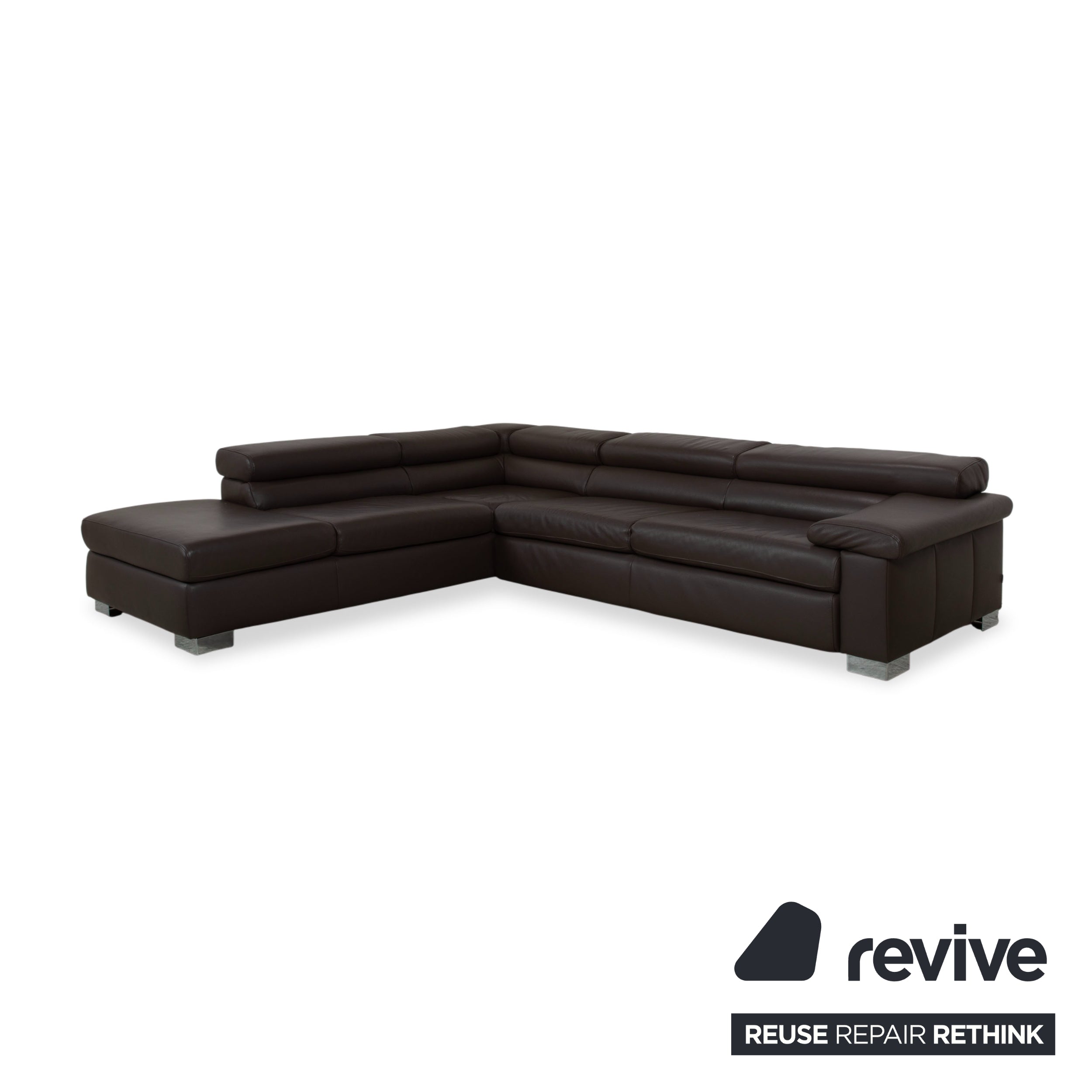 Ewald Schillig Courage Leder Ecksofa Braun manuelle Funktion Recamiere links