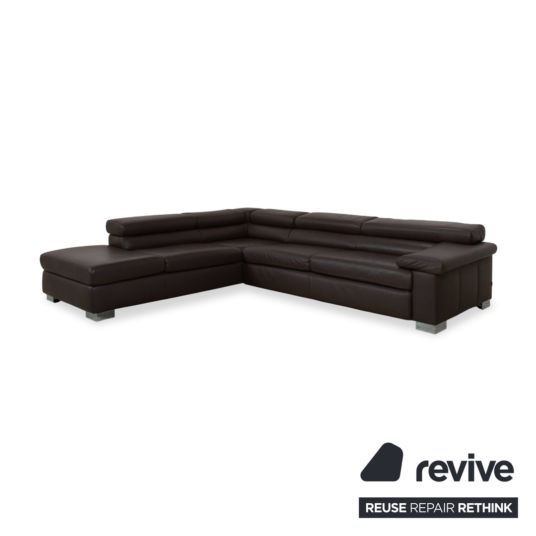 Ewald Schillig Courage Leder Ecksofa Braun manuelle Funktion Recamiere links