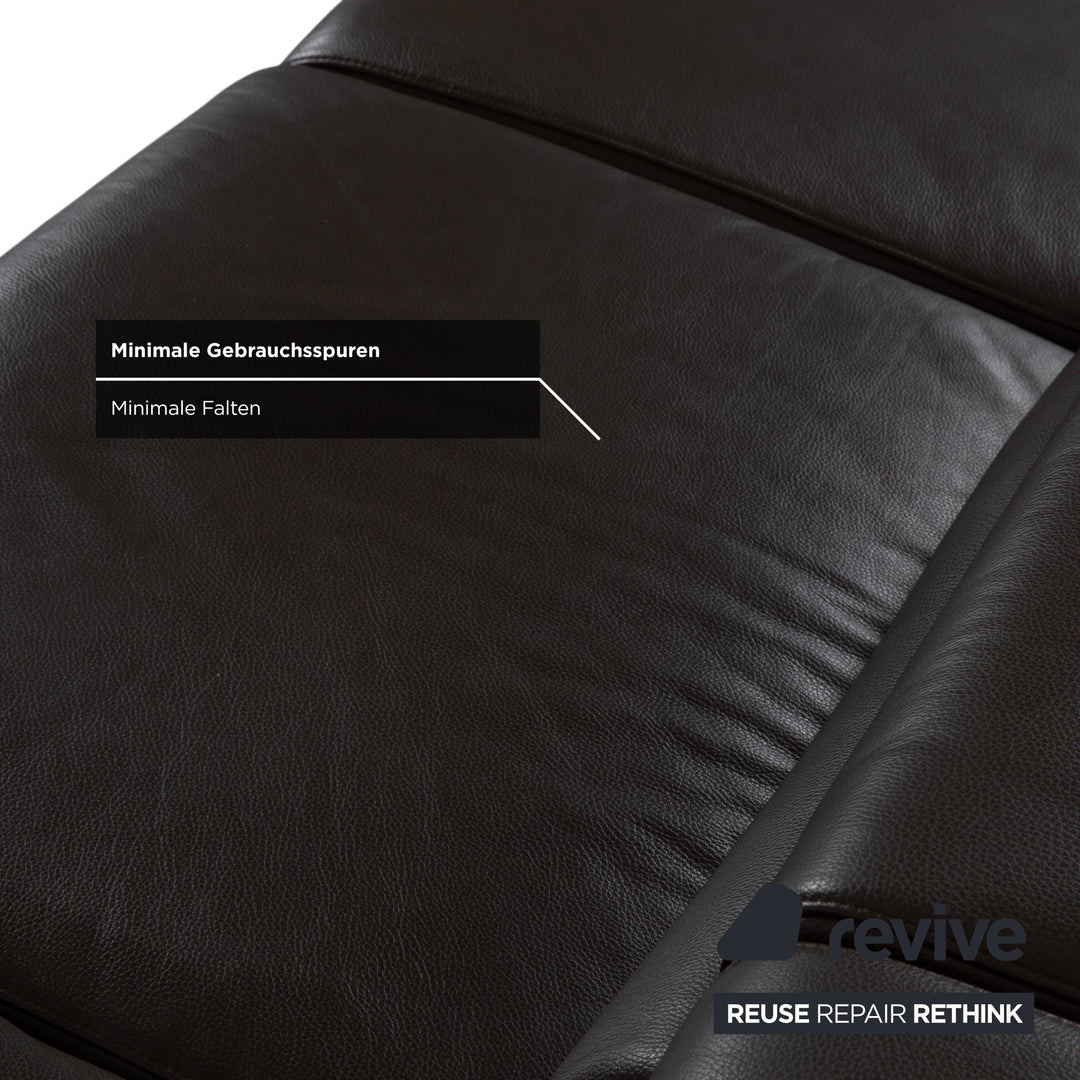 Ewald Schillig Courage Leder Ecksofa Braun manuelle Funktion Recamiere links