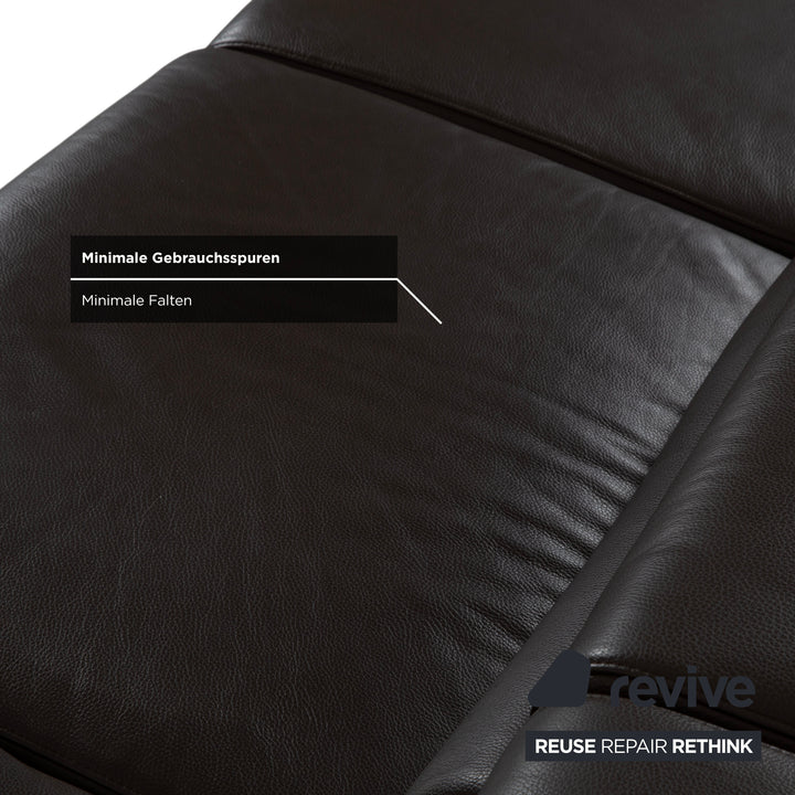 Ewald Schillig Courage Leder Ecksofa Braun manuelle Funktion Recamiere links