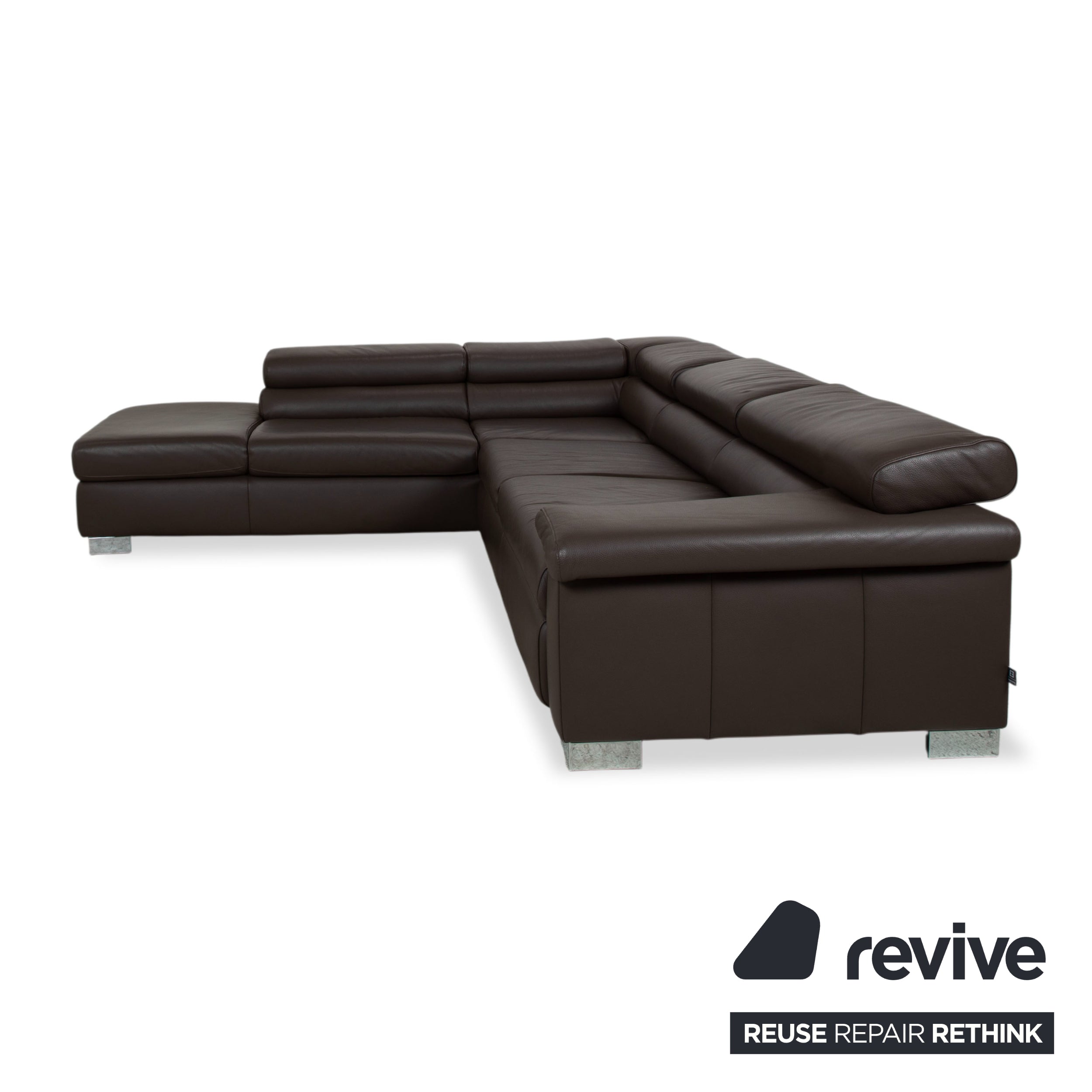 Ewald Schillig Courage Leder Ecksofa Braun manuelle Funktion Recamiere links