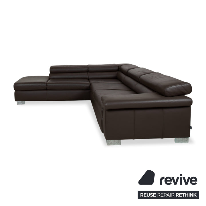 Ewald Schillig Courage Leder Ecksofa Braun manuelle Funktion Recamiere links