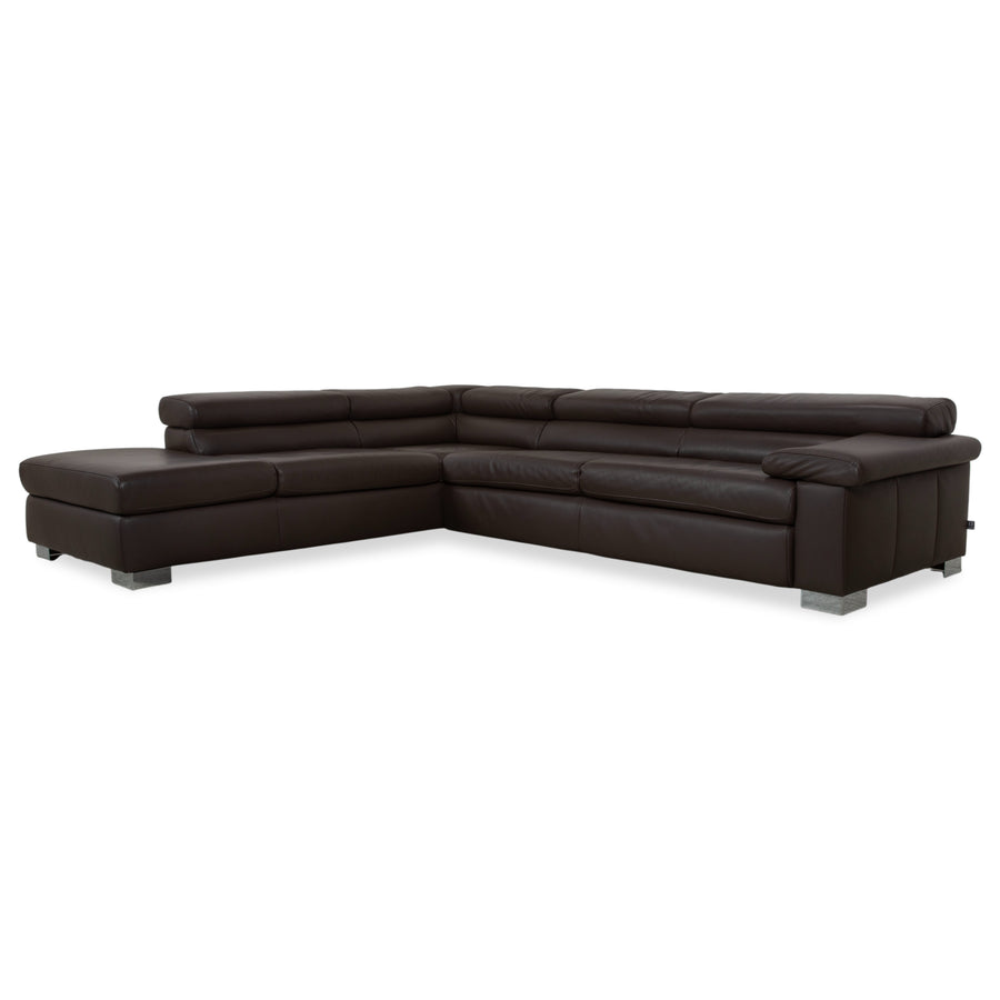 Ewald Schillig Courage Leather Corner Sofa Brown Manual Function Recamier Left