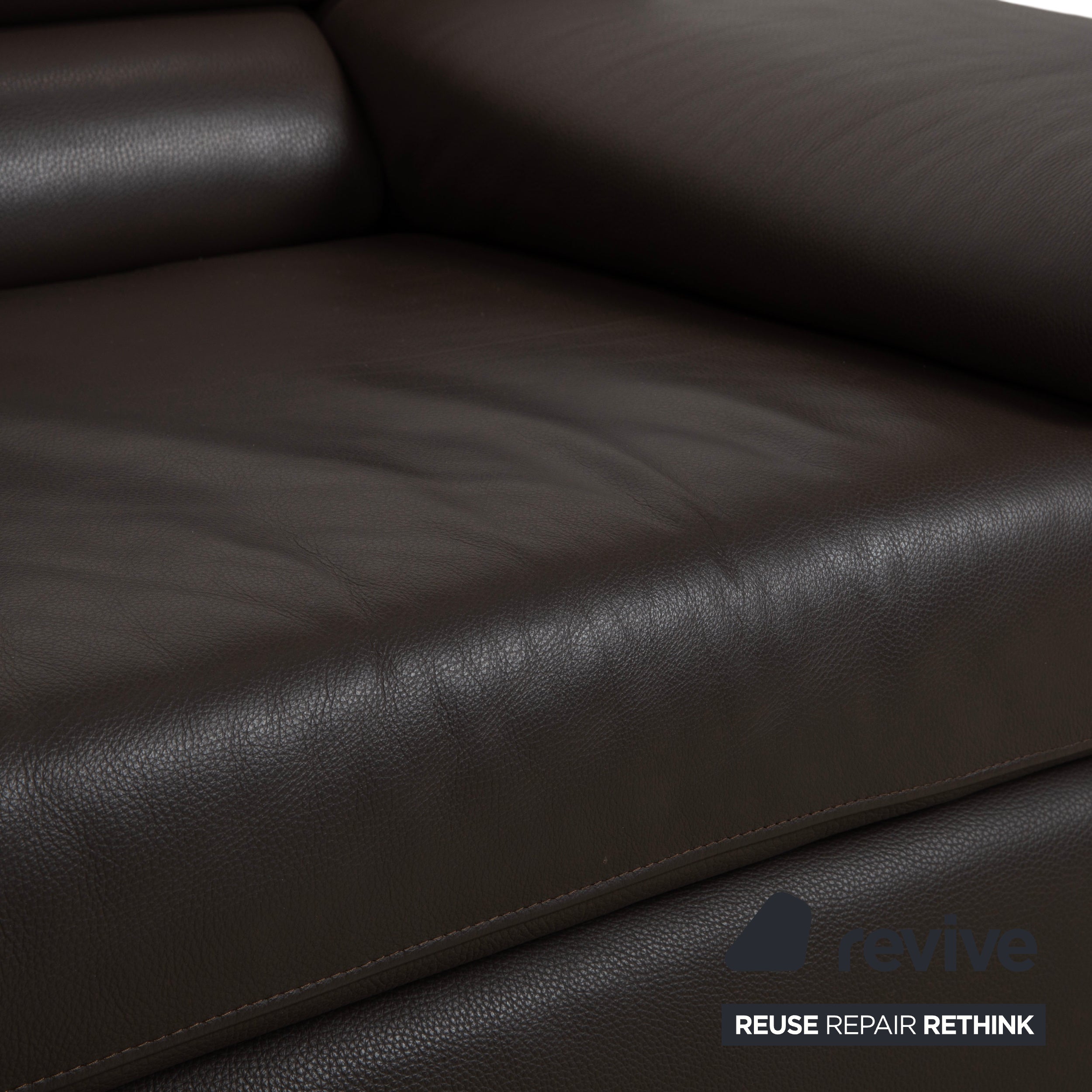 Ewald Schillig Courage Leder Ecksofa Braun manuelle Funktion Recamiere links