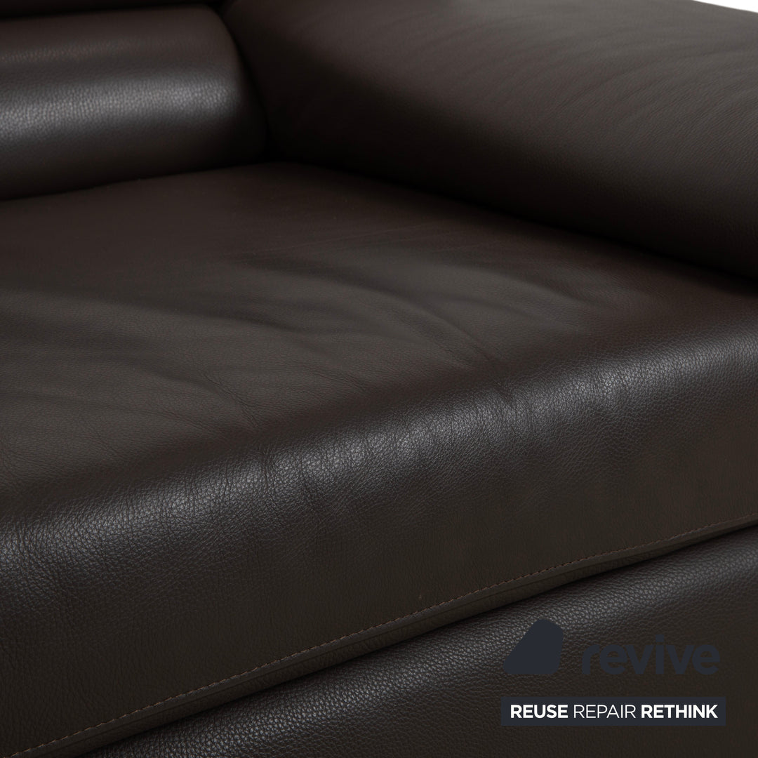 Ewald Schillig Courage Leder Ecksofa Braun manuelle Funktion Recamiere links