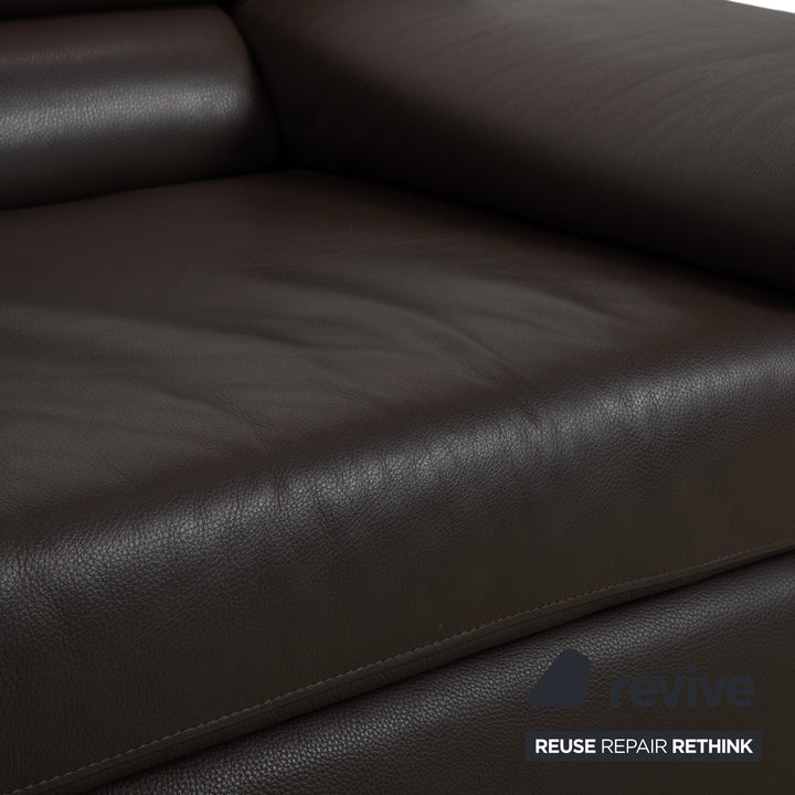 Ewald Schillig Courage Leder Ecksofa Braun manuelle Funktion Recamiere links
