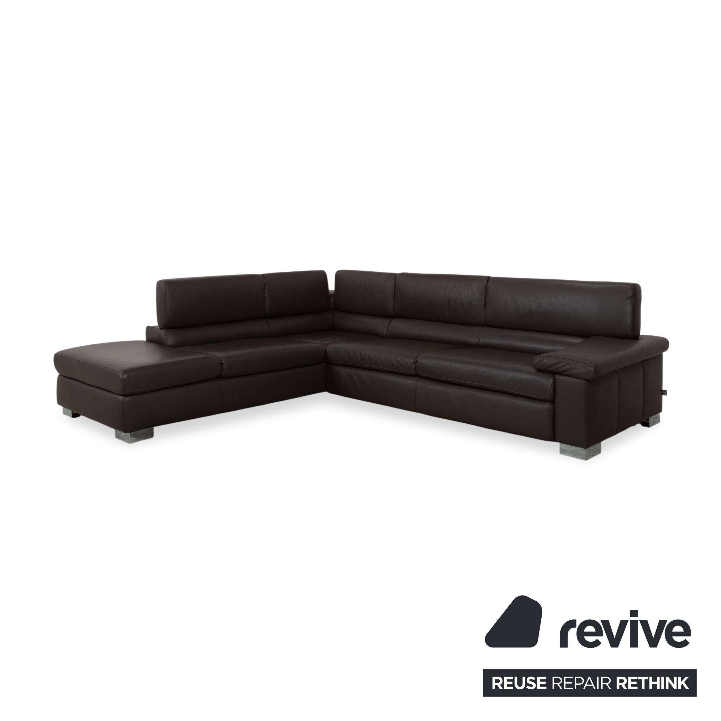 Ewald Schillig Courage Leder Ecksofa Braun manuelle Funktion Recamiere links