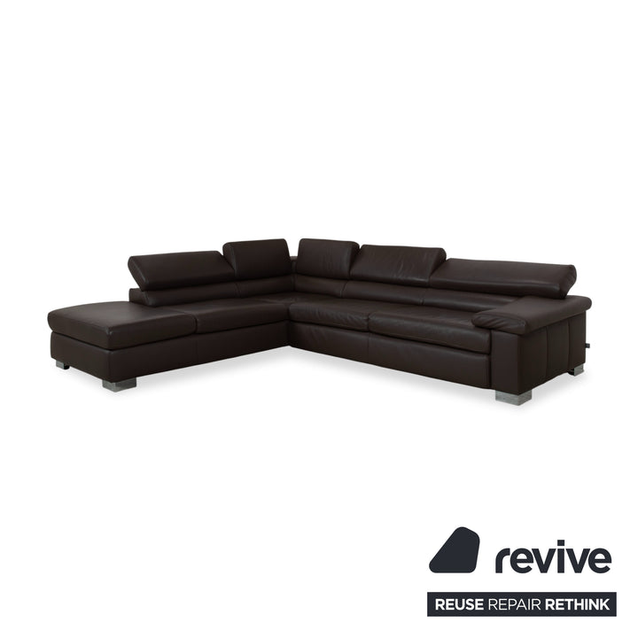 Ewald Schillig Courage Leder Ecksofa Braun manuelle Funktion Recamiere links