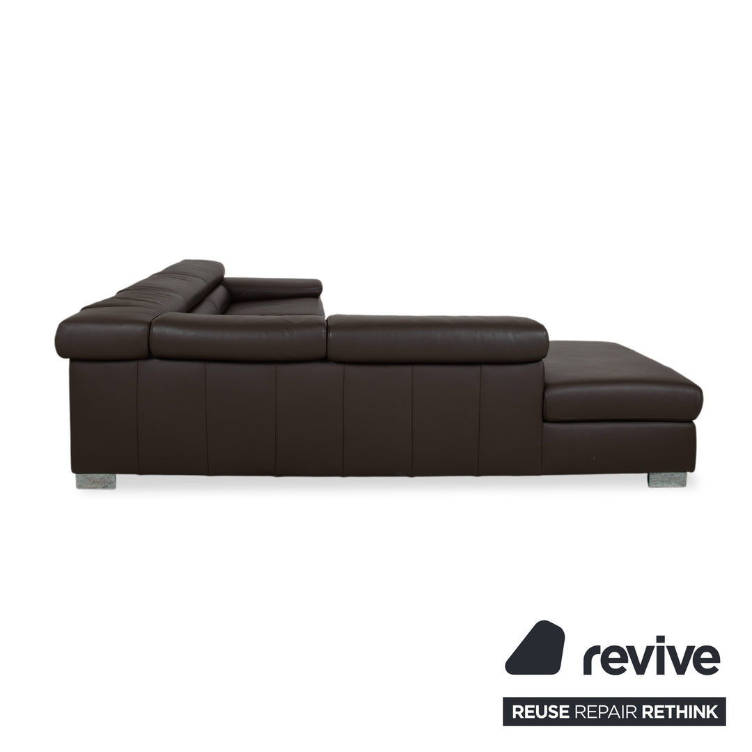 Ewald Schillig Courage Leder Ecksofa Braun manuelle Funktion Recamiere links