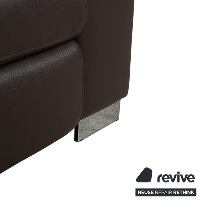 Ewald Schillig Courage Leder Ecksofa Braun manuelle Funktion Recamiere links