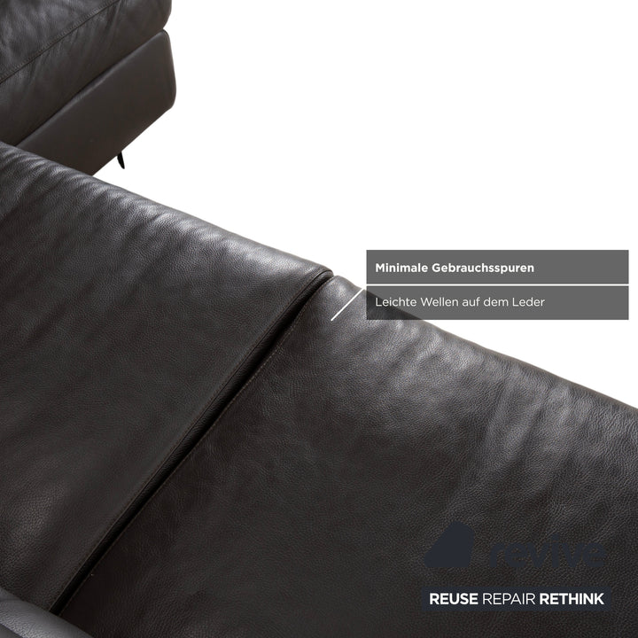 Canapé d'angle en cuir marron Ewald Schillig Courage, canapé à commande manuelle