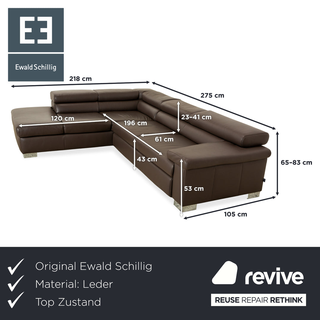 Ewald Schillig Courage Leder Ecksofa Braun manuelle Funktion Sofa Couch