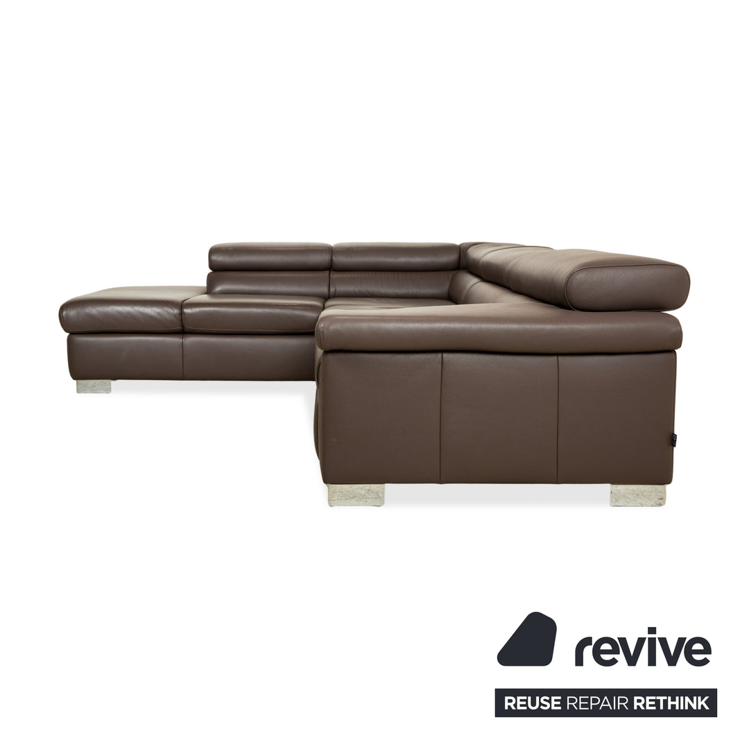 Ewald Schillig Courage Leder Ecksofa Braun manuelle Funktion Sofa Couch