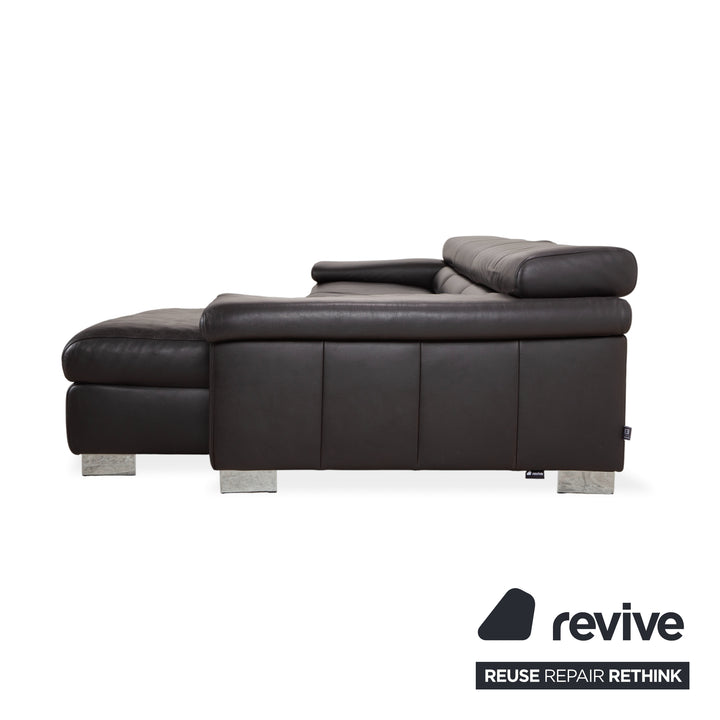 Canapé d'angle en cuir marron Ewald Schillig Courage, canapé à commande manuelle