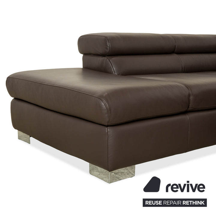 Ewald Schillig Courage Leder Ecksofa Braun manuelle Funktion Sofa Couch