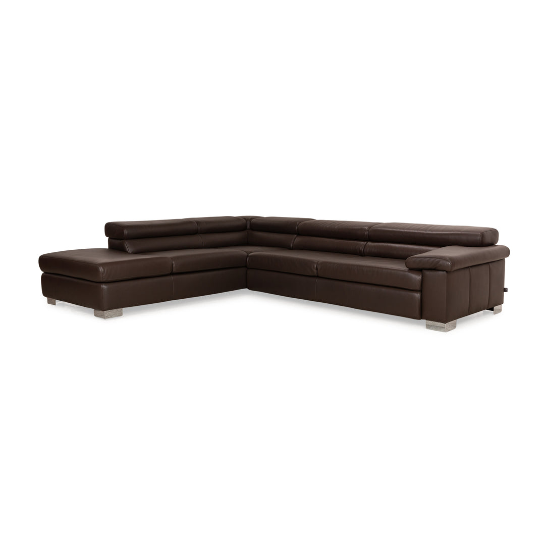 Ewald Schillig Courage Leather Corner Sofa Brown Manual Function Sofa Couch Recamiere Left