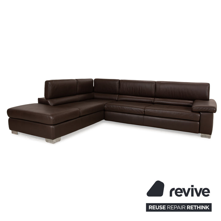 Ewald Schillig Courage Leder Ecksofa Braun manuelle Funktion Sofa Couch Recamiere Links