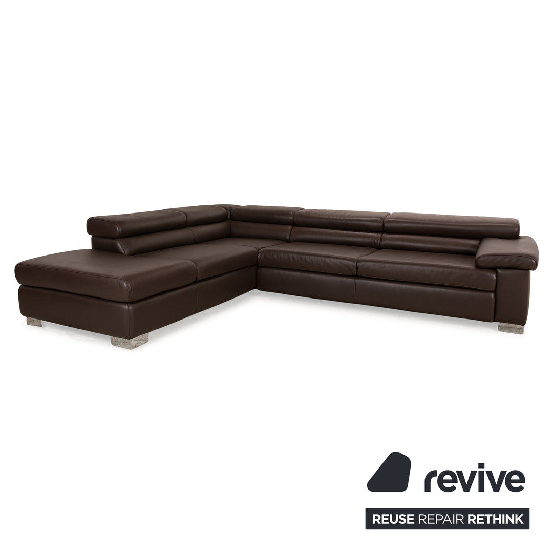 Ewald Schillig Courage Leder Ecksofa Braun manuelle Funktion Sofa Couch Recamiere Links