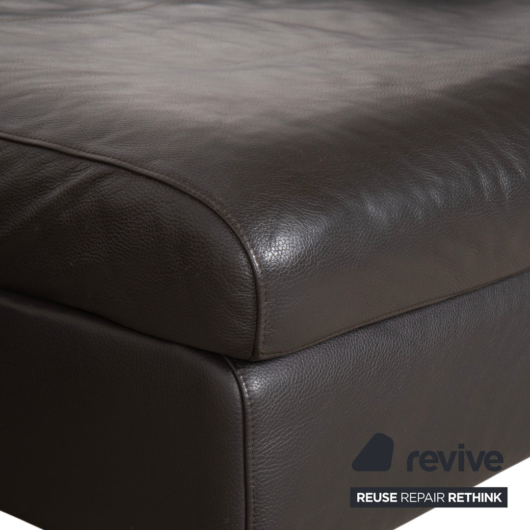 Canapé d'angle en cuir marron Ewald Schillig Courage, canapé à commande manuelle