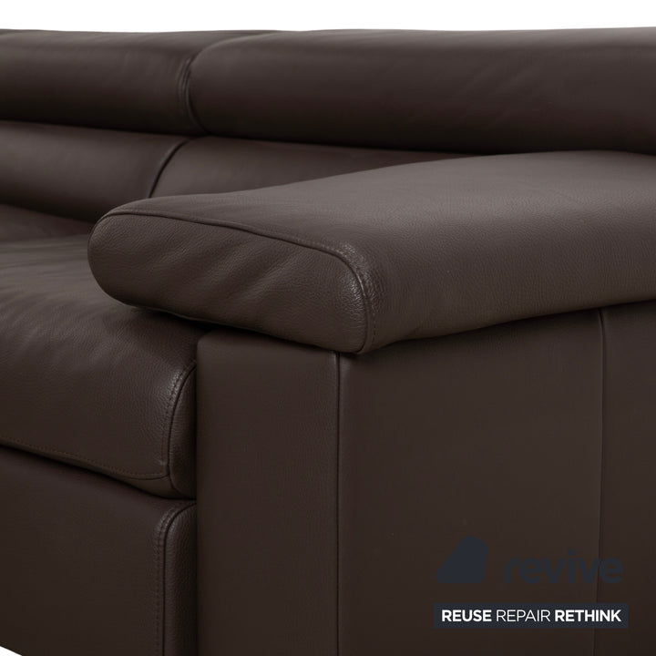 Ewald Schillig Courage Leather Corner Sofa Brown Chaise Left Sofa Couch