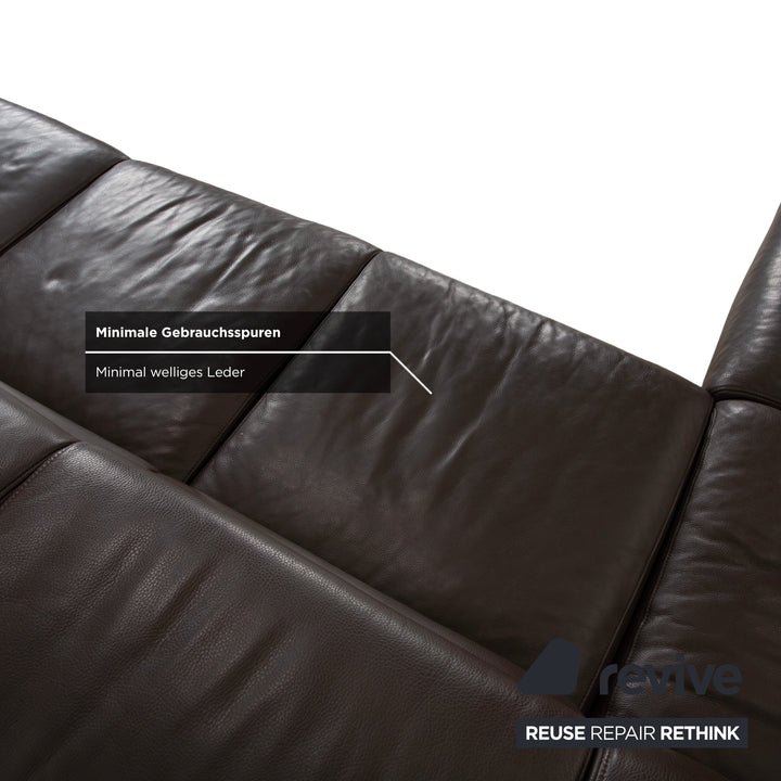 Ewald Schillig Courage Leather Corner Sofa Brown Chaise Left Sofa Couch