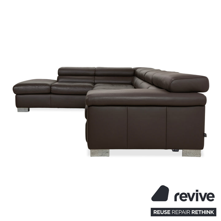 Ewald Schillig Courage Leather Corner Sofa Brown Chaise Left Sofa Couch