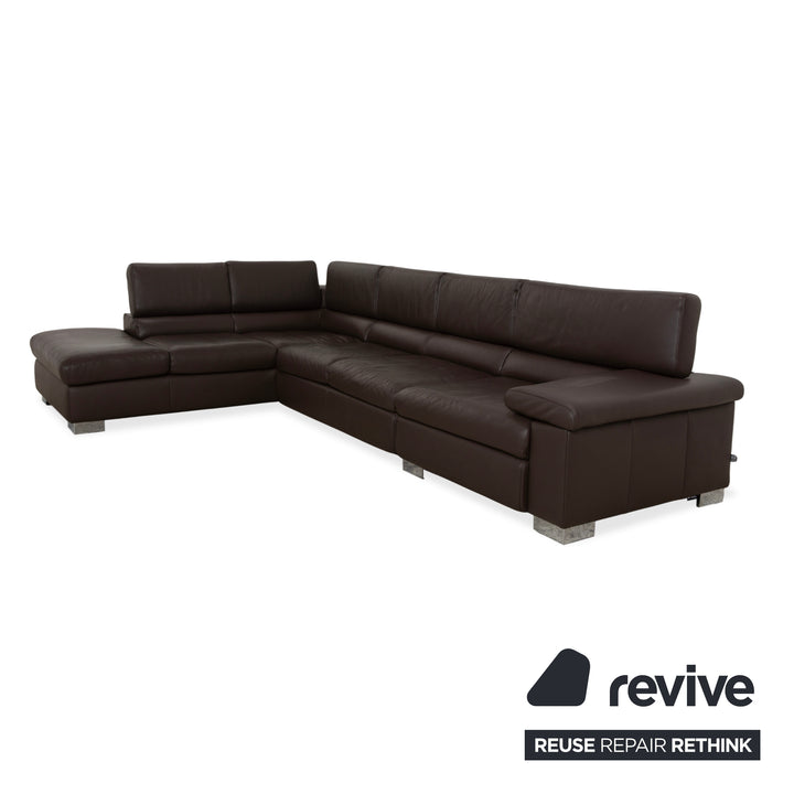 Ewald Schillig Courage Leather Corner Sofa Brown Chaise Left Sofa Couch