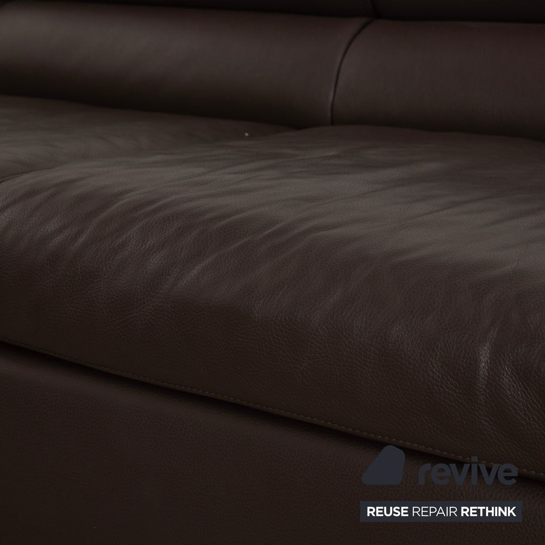 Ewald Schillig Courage Leather Corner Sofa Brown Chaise Left Sofa Couch
