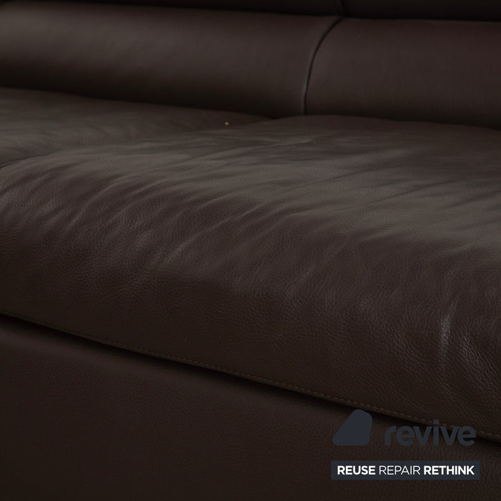Ewald Schillig Courage Leather Corner Sofa Brown Chaise Left Sofa Couch