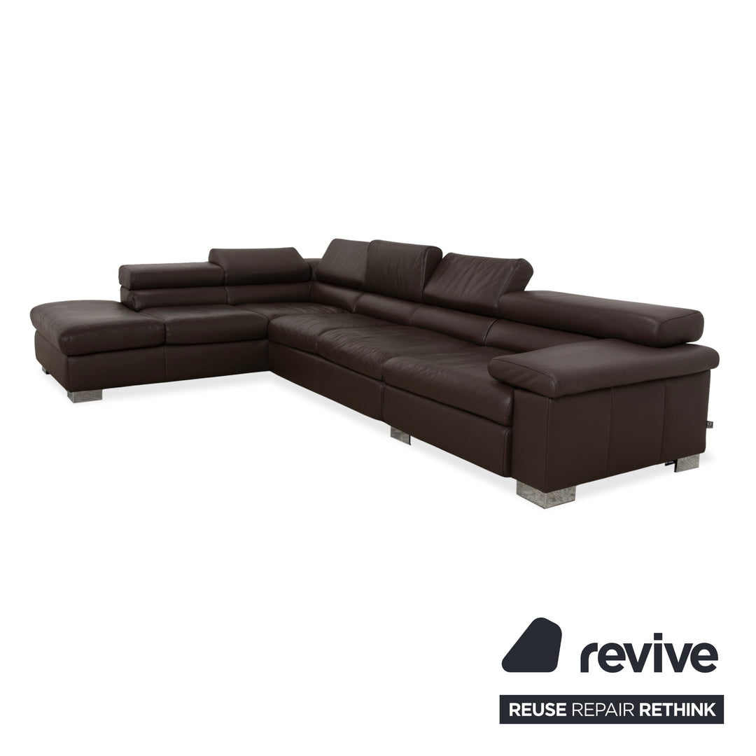 Ewald Schillig Courage Leather Corner Sofa Brown Chaise Left Sofa Couch