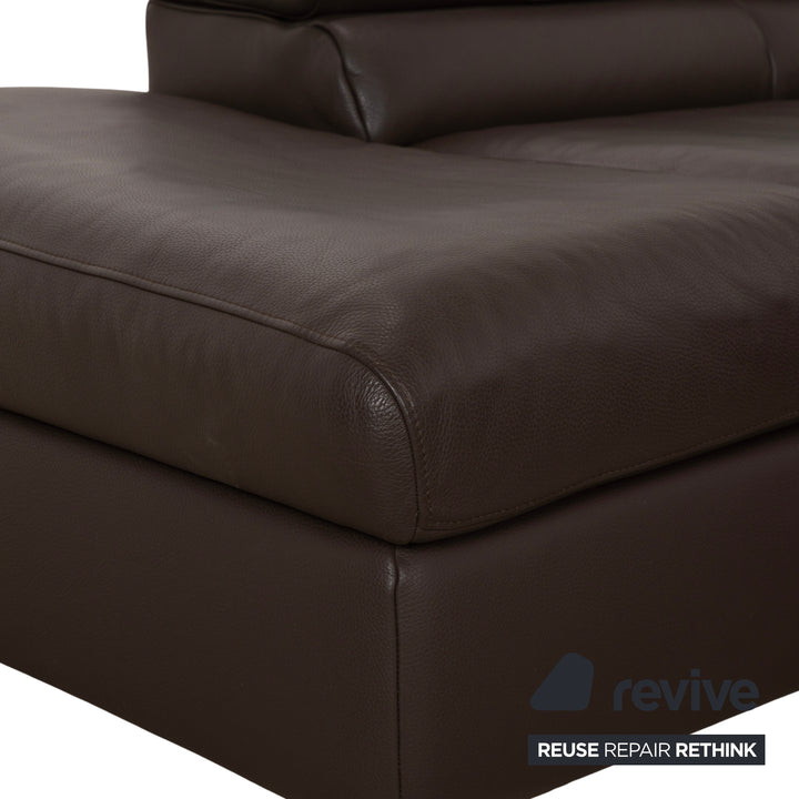 Ewald Schillig Courage Leather Corner Sofa Brown Chaise Left Sofa Couch